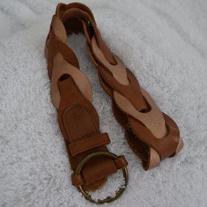 Hollister Wide Leather Woven Round Links Belt